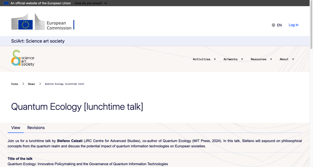 Talk at JRC on Quantum Policymaking and the Governance of Quantum Information Technologies