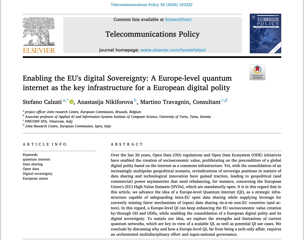 New Publication! “A Europe-level Quantum Internet to Enable the EU Digital Sovereignty”